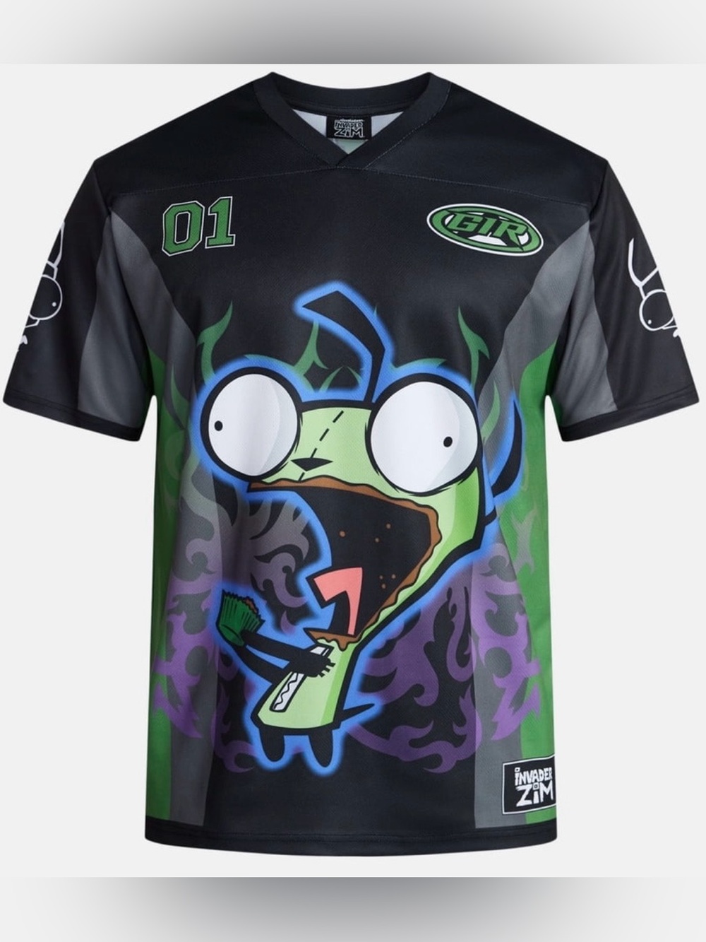 Invader Zim Men's Front Back Graphic SoccerJersey with Short Sleeves,